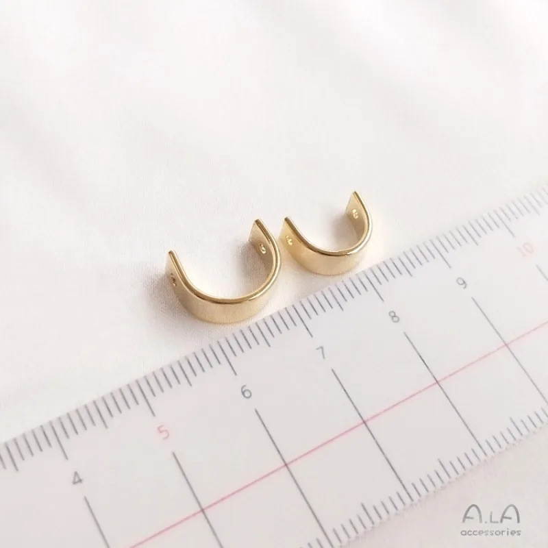 Фото Кольцо-коннектор из светлого золота 14K, U-образное, для бусин, ручной работы, для DIY-украшений, цепочек, полукруглых бусин, для пирсинга №4