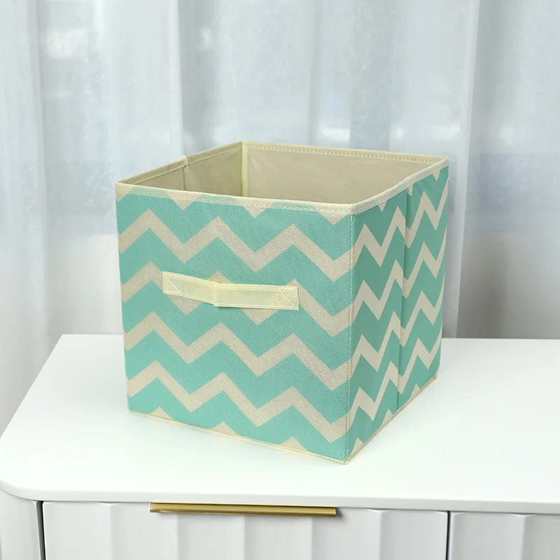 

J2408 Cotton and linen coverless folding fabric storage box for household goods