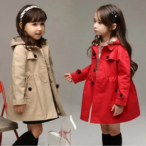 Imported 2022 Autumn Fashion Girls Trench Coat Detachable Hat Long Style Kids Hooded Coat Children Windbreake