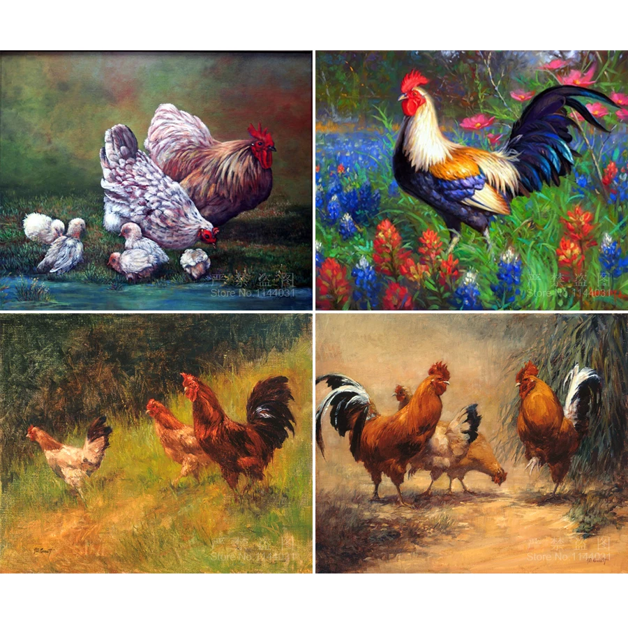 Oil Painting Diamond Embroidery Chicken 5D Diy Diamond Painting Mosaic Needlework decoración hogar Canvas Full suqrae ダイヤモンドアート