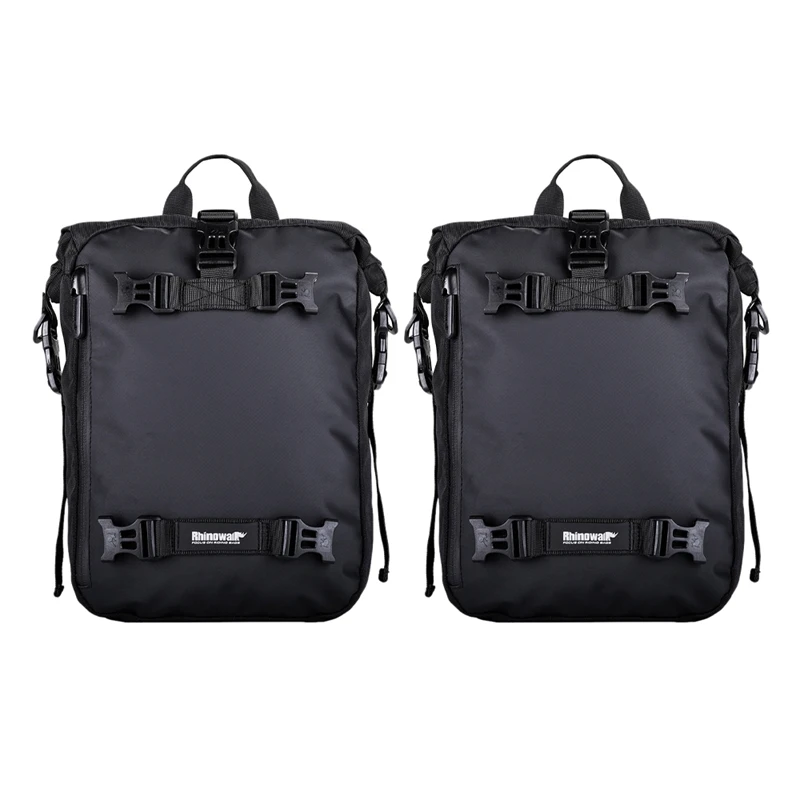 2X Rhinowalk Pannier Bag Bicycle Waterproof Motorbike Bag MTB Road Rear Rack Cycling Rear Seat Bag Backpack 10L(Black)