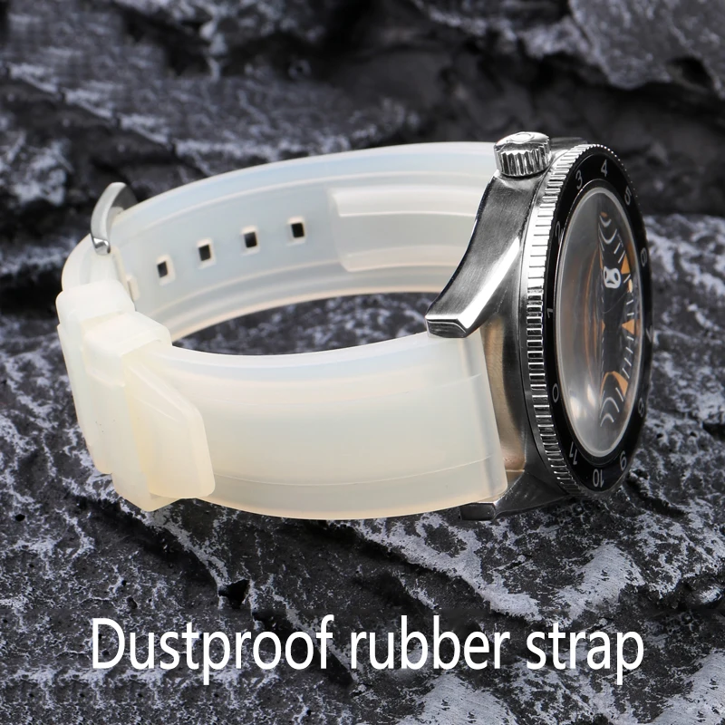 

Suitable For R-olex Green And Black Water Ghost Seiko T-issot Speedy Casio Transparent White Non-Stick Rubber Watchband 20/22MM