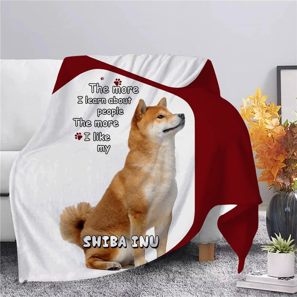 

Popular Shiba Inu Flannel Blanket 3D Printed Throw Blanket for Adult Home Decor Bedspread Sofa Bedding Flannel Quilts