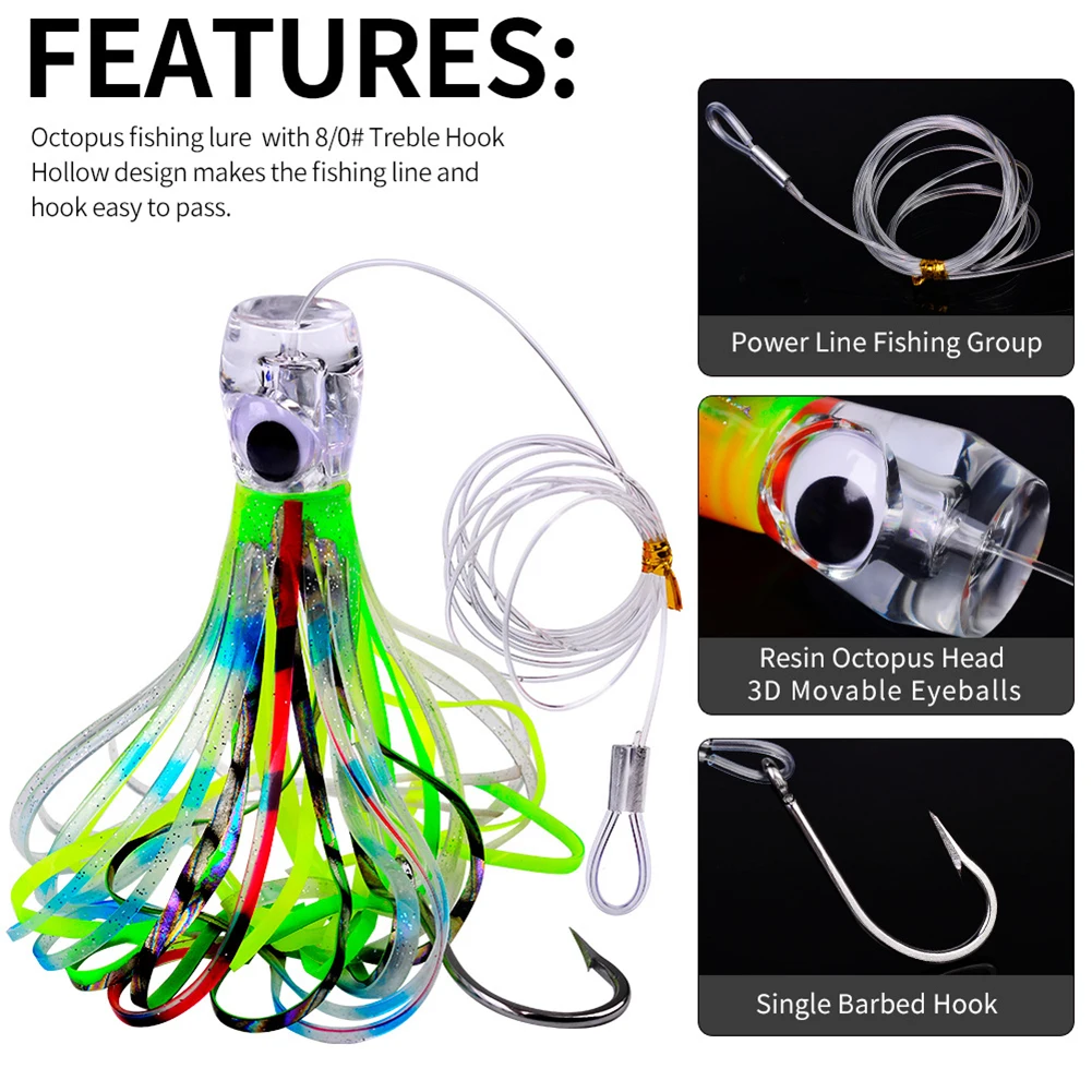 

95g Big Popper Octopus With Line Acrylic Wobbler Hard Artificial Fishing Lure Long Shot Crankbait Fishing Bait Bass Lure 1pcs