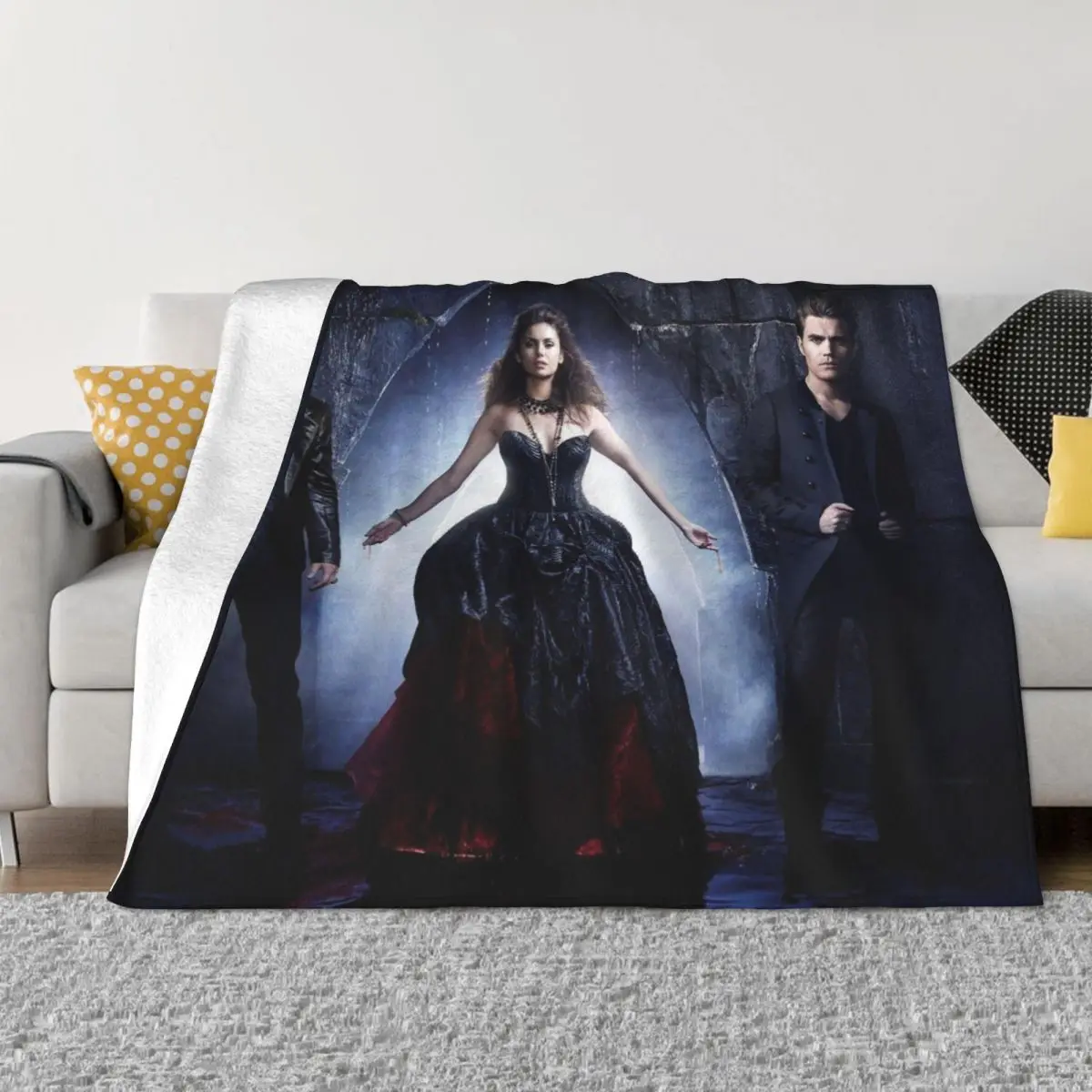 

Дневники вампира, Клетчатое одеяло, покрывало для дивана, Фланелевое текстильное украшение, Деймон Сальваторе, теплое покрывало для дивана, дорожное покрывало