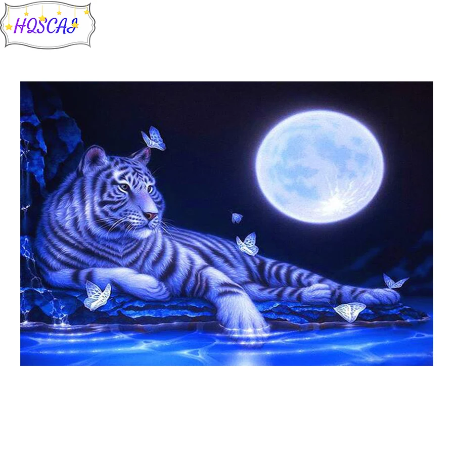 

New 5D crystal Round diamond painting moon tiger butterfly animal DIY diamond painting embroidery Home Decor diamond mosaic gift