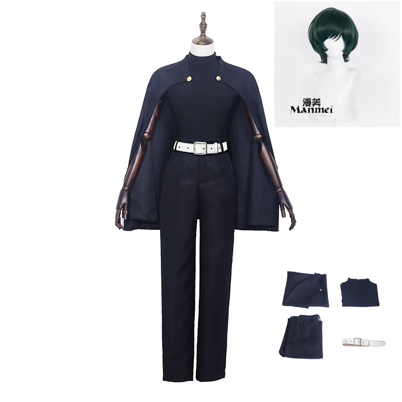 Парик Zenin Maki темно-синий плащ аниме JJK Season 2 карнавальный костюм очки татуировка