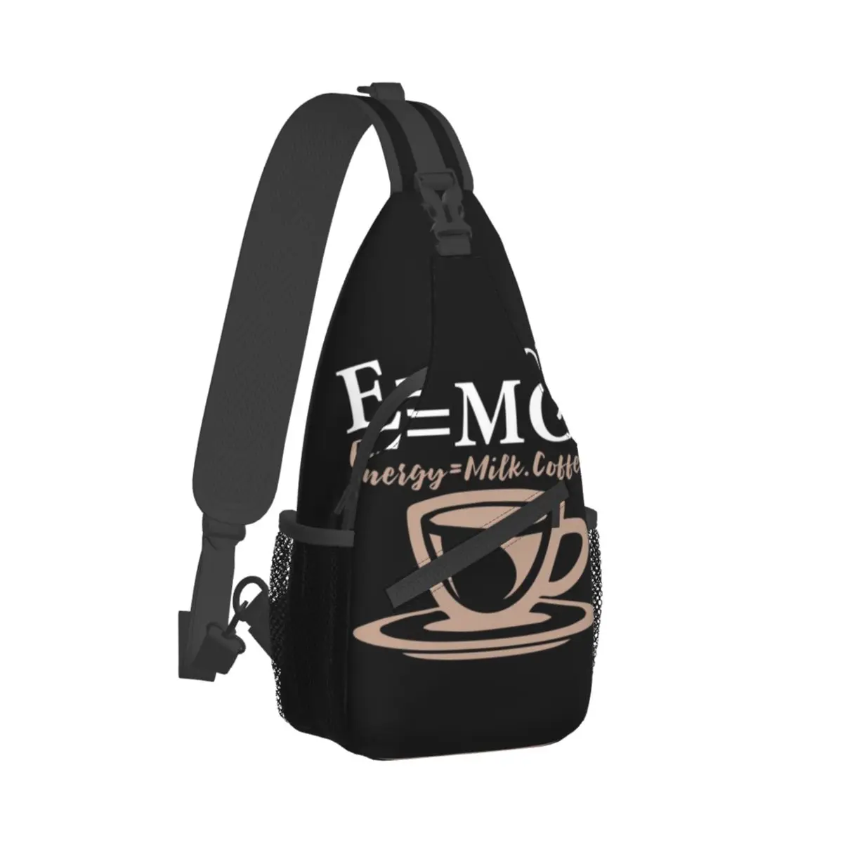 

E=mc2 Energy Milk Coffee Chest Bags Funny Words Cycling Shoulder Bag Graphic Design Crossbody Bag School Streetwear Sling Bags