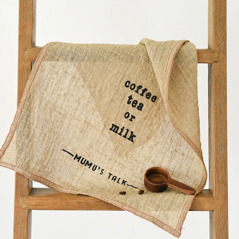 

Льняная салфетка абрикосового цвета