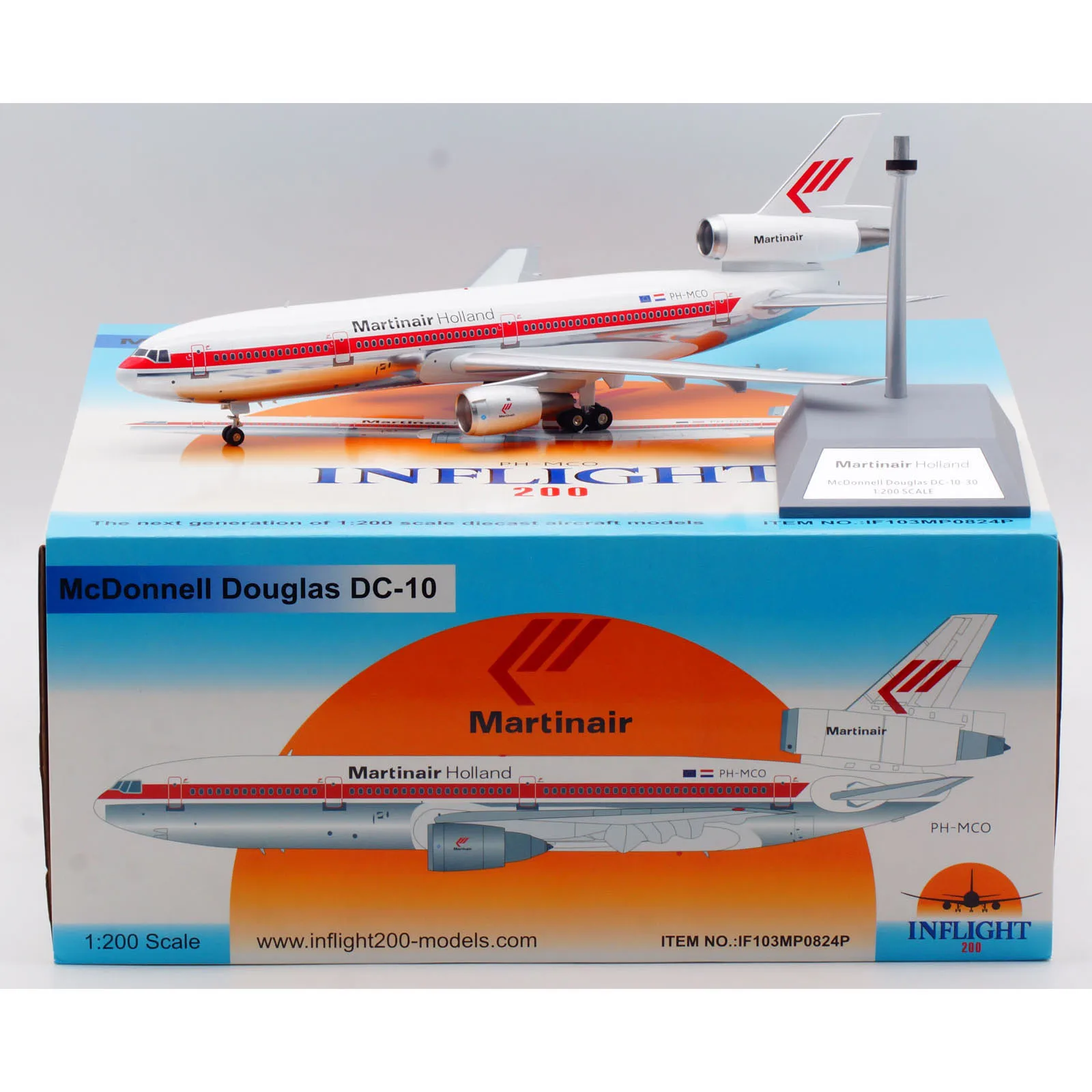 Фото IF103MP0824P Коллекционный самолет из сплава в подарок INFLIGHT1:200 Martinair Holland McDonnell DC-10-30 Литая под давлением модель самолета PH-MCO №1