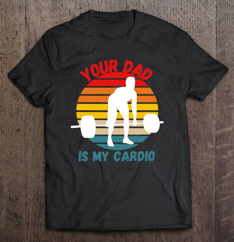 

Забавная футболка для тренажерного зала с мемом ваш папа моя кардио, женская футболка оверсайз, винтажная Мужская хлопковая футболка, футбо...