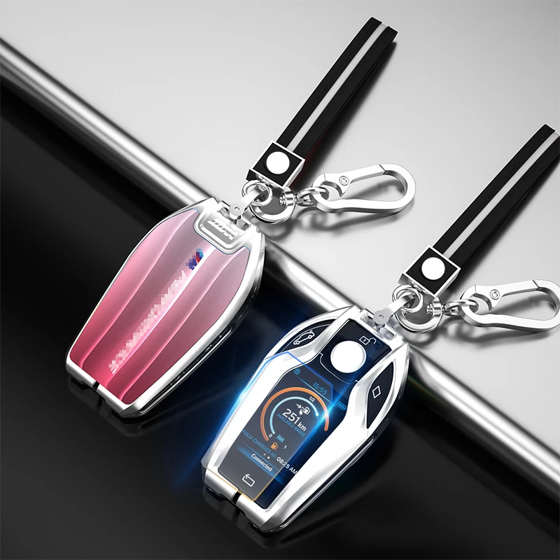 

Glass Metal Car Key Case LCD Smart Remote Cover LED Display Shell For BMW X5 X7 5 7 Series G11 G12 G30 G31 G01 G02 M760Li M5 M8
