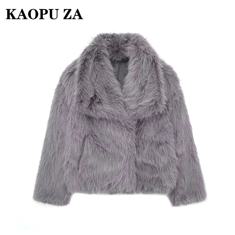KAOPU ZA 2024 осенне-зимняя женская повседневная однотонная куртка с отложным