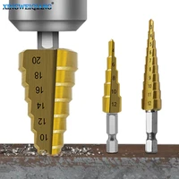 3pcs step 3 124 124 20mm drill bit set high speed steel spiral metal cone triangle shank hole metal drills pagoda bit tools