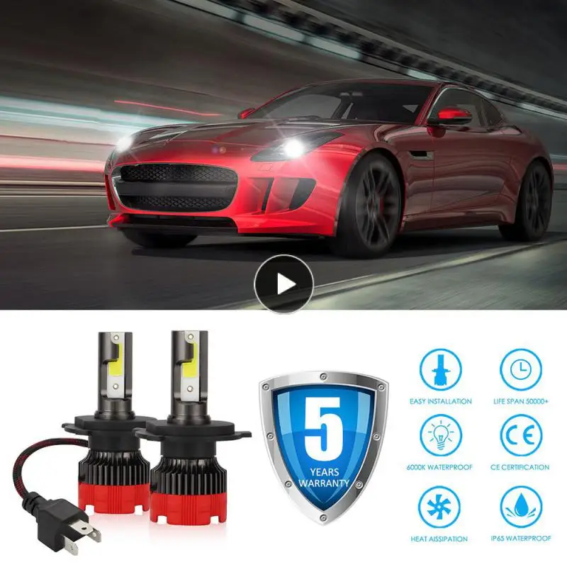 

H4 Mini LED Headlight Bulbs Kit COB Bulb Real Authentic 120W 26000LM Car Headlamp 12V Super Bright 6000K White Light Car Lights