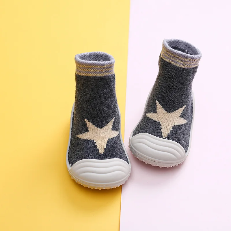 Autumn and Winter New Towel Thickening Children's Floor Socks Baby Baby Toddler Shoes Rubber Sole Cartoon Tube Socks