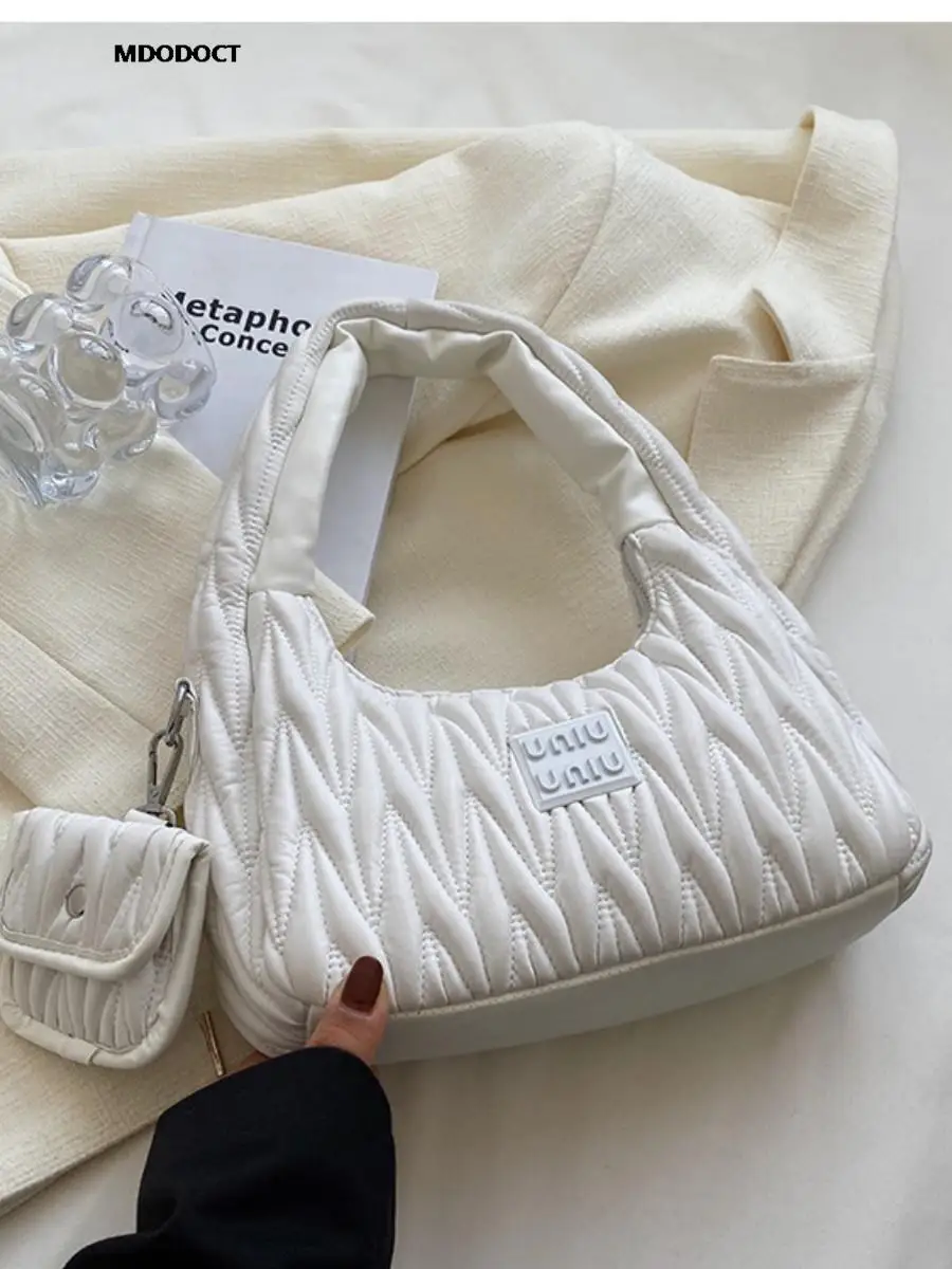 Плиссированная женская сумка через плечо кошельки для подмышек новинка 2023