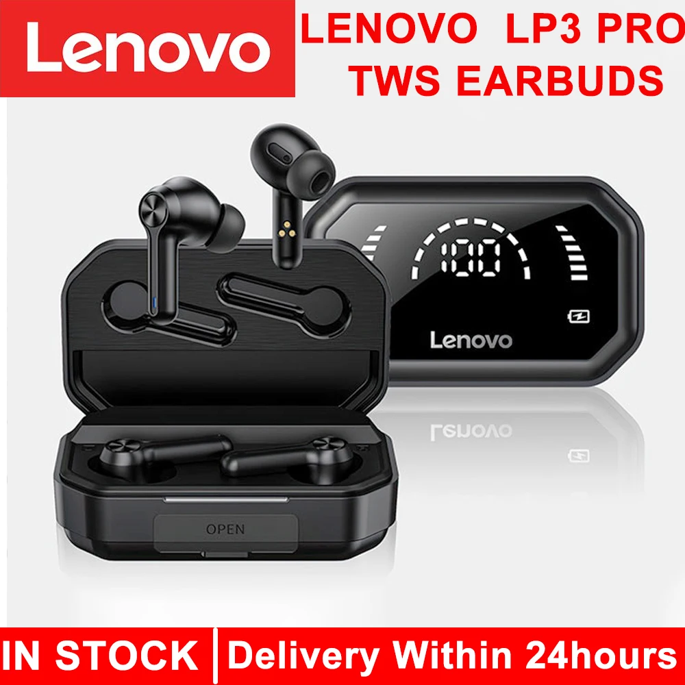 

Lenovo LP3 Pro TWS bluetooth 5.0 Earbuds Dual Drivers HiFi Stereo 1200mAh LED Power Display Noise Canceling Mic Sports Earphone