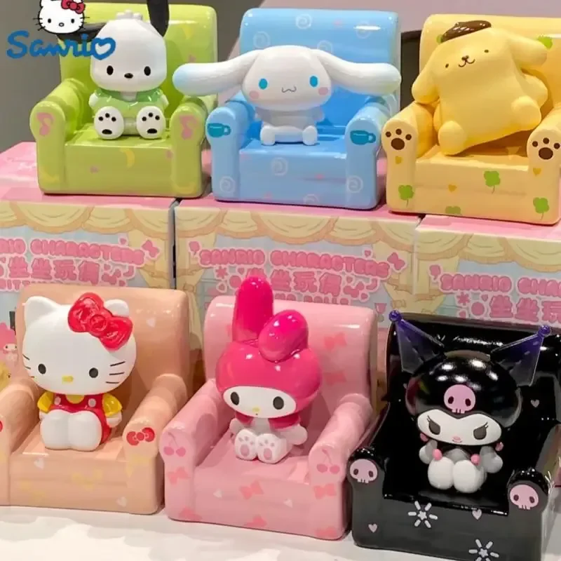 

New Sanrio Kawaii Blind Box Sitting Doll Series Cinnamoroll Kuromi Mymelody Hellokitty Mysterious Surprise Box Figure Model Gift