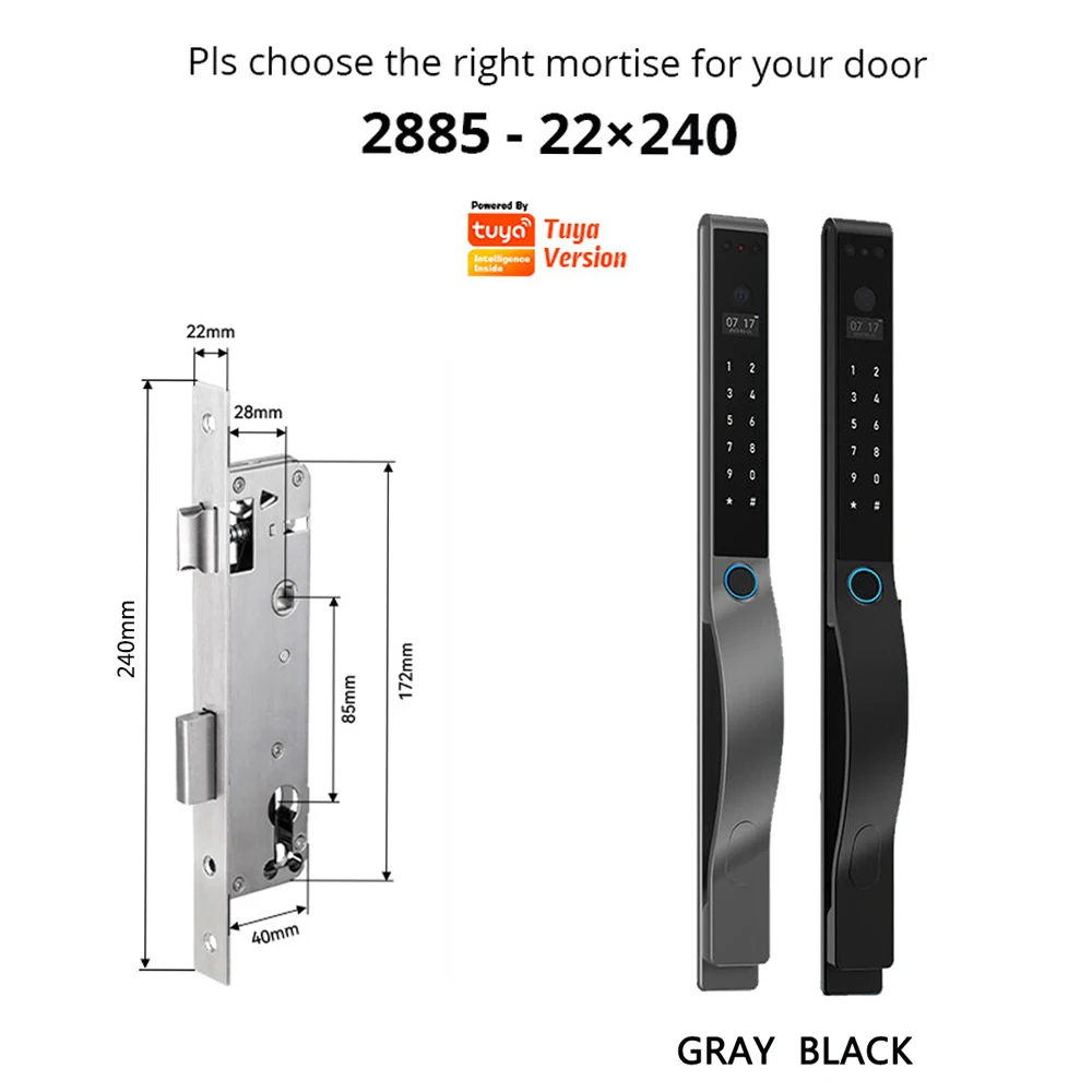 

Электронный дверной замок для улицы чёрный/серый