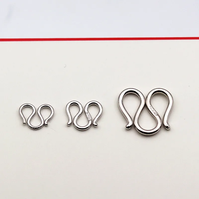 Solid 925 Sterling Silver M/W Shape Hook Clasp Figure Buckle Openable Both Side for Necklace Bracelet DIY Jewelry Making Repair images - 6