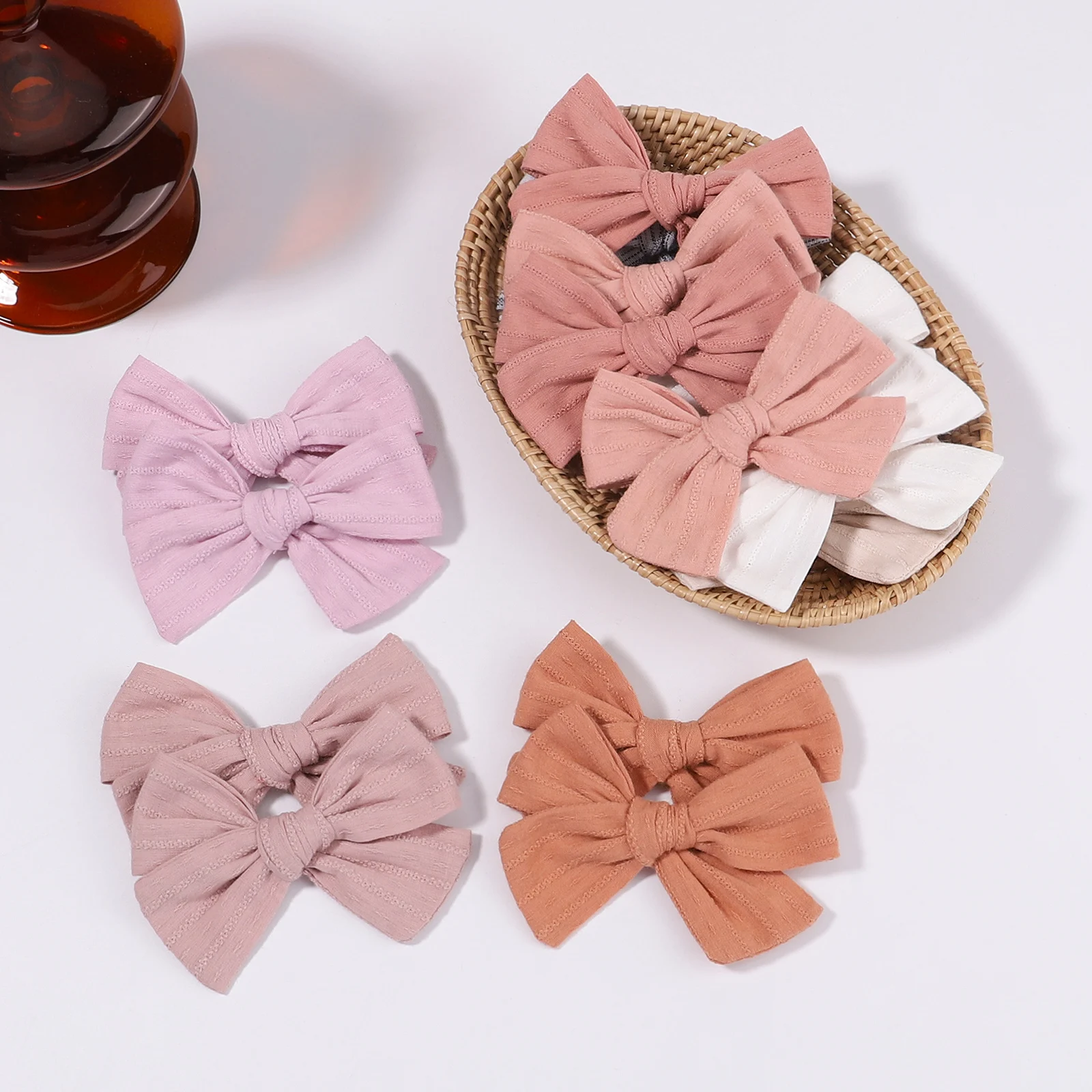 

2Pcs/Set 3.55'' Candy Color Bowknot Hair Clips For Cute Girls Cotton Bows Clips Hairpin Barrettes Headwear Kids Hair Accessories