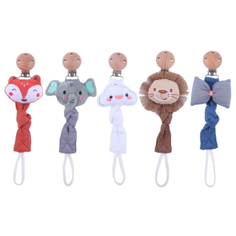 

Baby Cotton Pacifier Chain Wooden Clips for Infant Newborn Nipple Soother