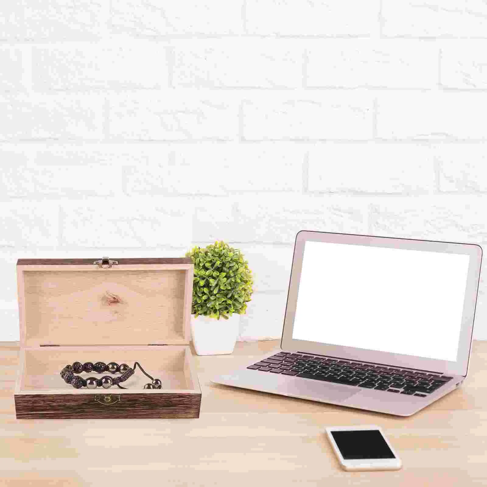 

Souvenir Box Solid Wood Storage Man Makeup Case Organizer Treasure Wooden