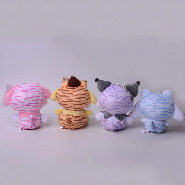 Фото Kawaii Sanio Мультфильм Плюшевая Кукла Брелок Mymelody Kuromi превращается в Китайский Зодиак тигр плюшевая подвеска на рюкзак подарок №2
