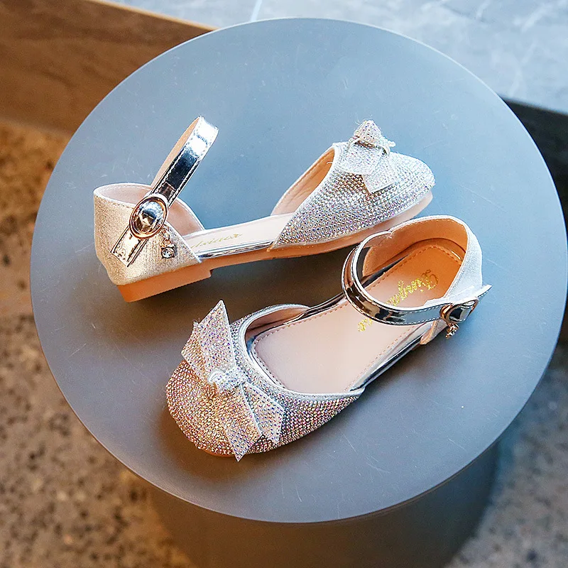 

Grils Mary Jane 2022 Spring Kids Shoes Fashion Toddler Baby Shoes Butterfly Princess Party Dress Dance Flats Glitter Soft Sole