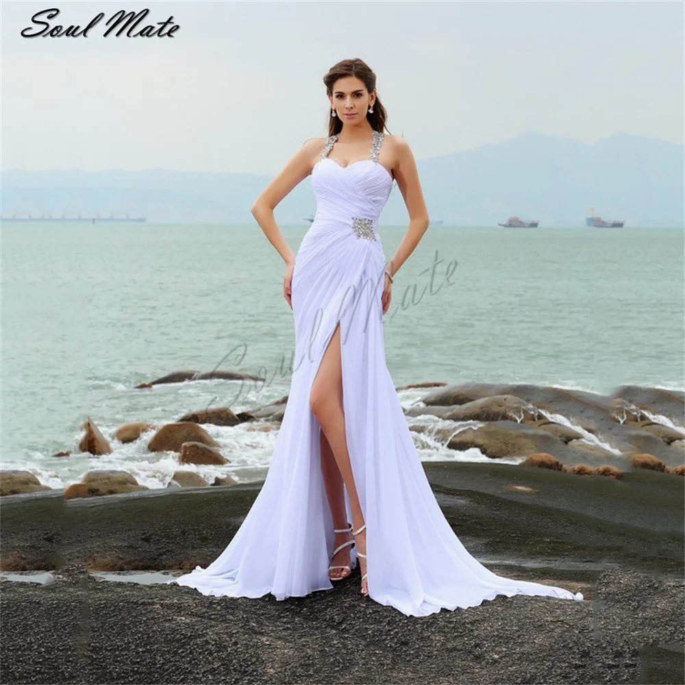 

Bohemian Chic Sexy A Line Wedding Dress For Women Split Lace Sweetheart Bridal Gown Backless Bridal Dress 2022 Robe De Mariée