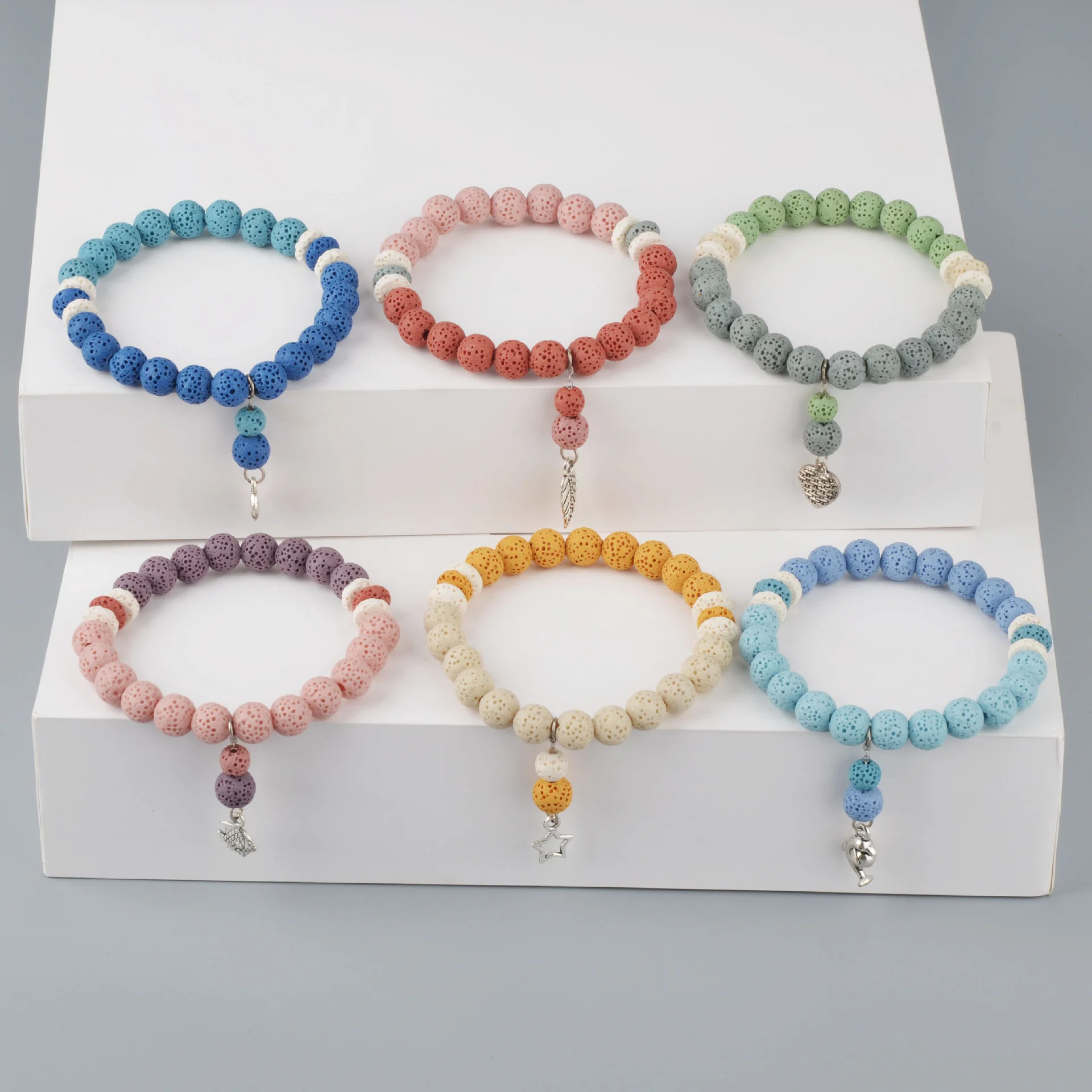 

Ins Fashion Popular Colorful Volcanic Stone Bracelet Women's Daily Accessories Girl Sisters Bracelet