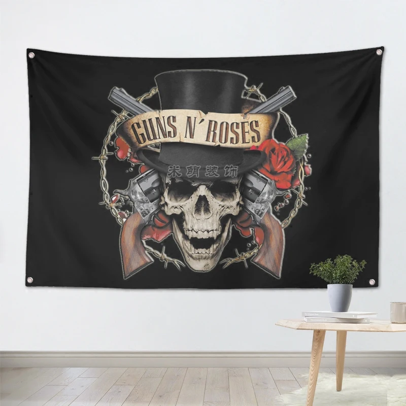 

GUNS N ROSES Music Band Banners Wall Flags Tapestry Cloth Art Bar Cafe Hotel Theme Background Decoration