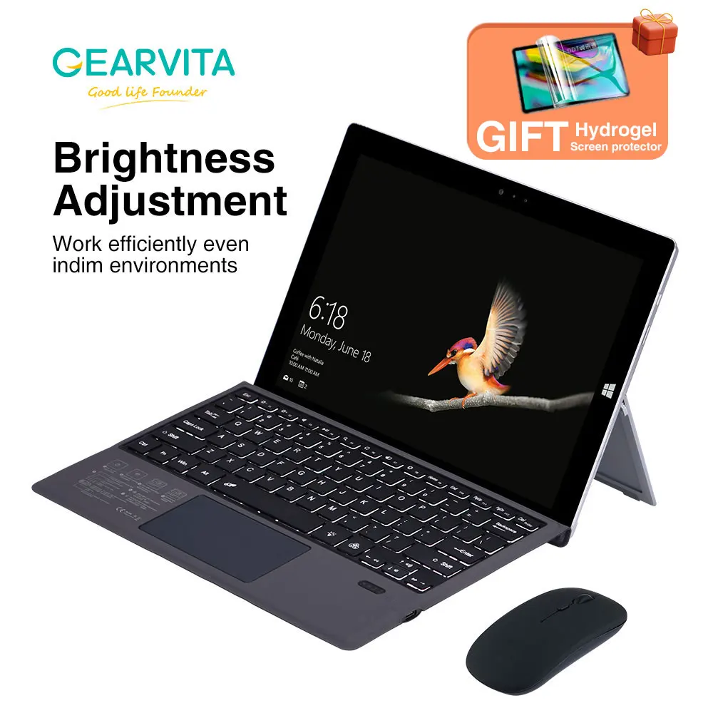 

Wireless Keyboard For Microsoft Surface Pro 3 4 5 6 7 8 9 Pro X Go 1 2 3 Keyboard Backlit Trackpad Arabic Russian Spanish Korean