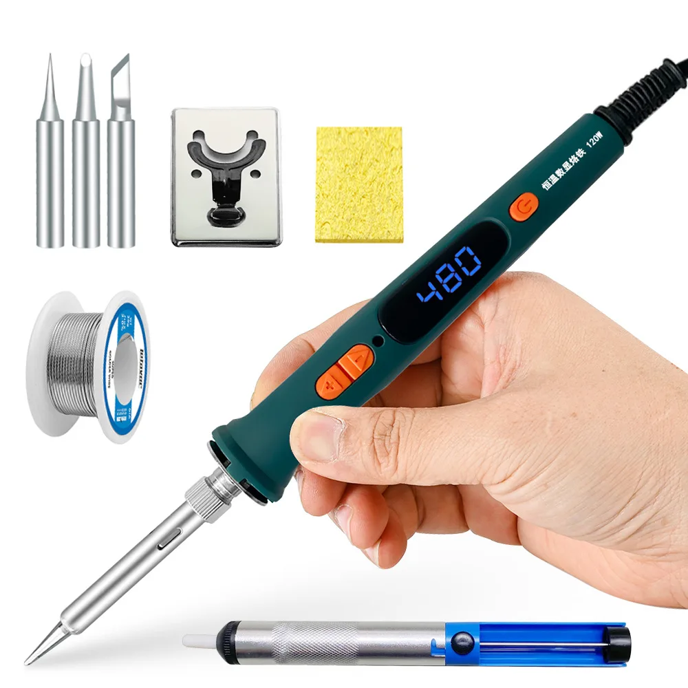 

120W Digital Soldering Iron Repair Soldering Tool Heated Digital Display Adjustable Temperature Electric Soldering Iron Tip