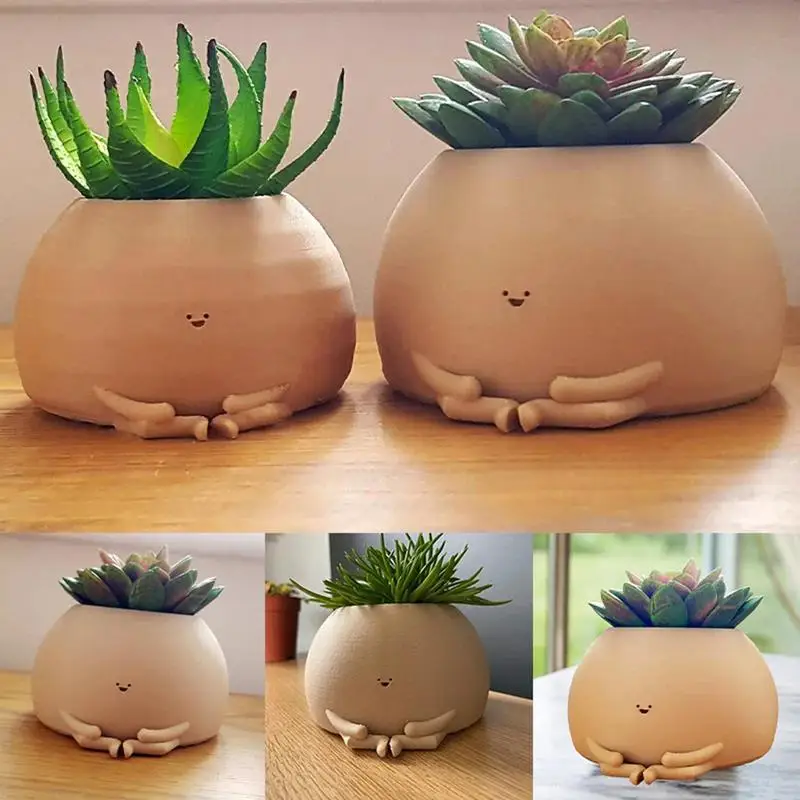

Face Flower Pots Cute Yoga Pot Desktop StorageOrganization Multifunctional Resin Flower Head Hole Planter Pot For HomeDecoration