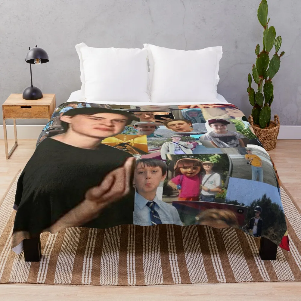 

Jaeden Martell Collage Throw Blanket Print on Demand Decorative Sherpa Blankets for Sofa bed Gift