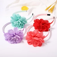 12colors solid flower hairbands for sweet girls princess ribbon hair hoop headband diy headwear kids hair accessories hair bands