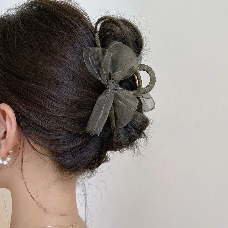 

Ретро бант из органзы заколка для волос для девочек заколка из пряжи в виде акулы 2022 корейские элегантные аксессуары для волос