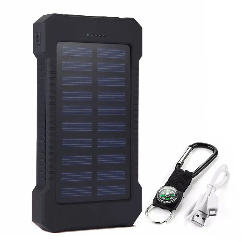 

Solar Power Bank 20000mAh Waterproof Emergency PoverBank External Battery Powerbank With LED SOS Light For smart Mobile Phone