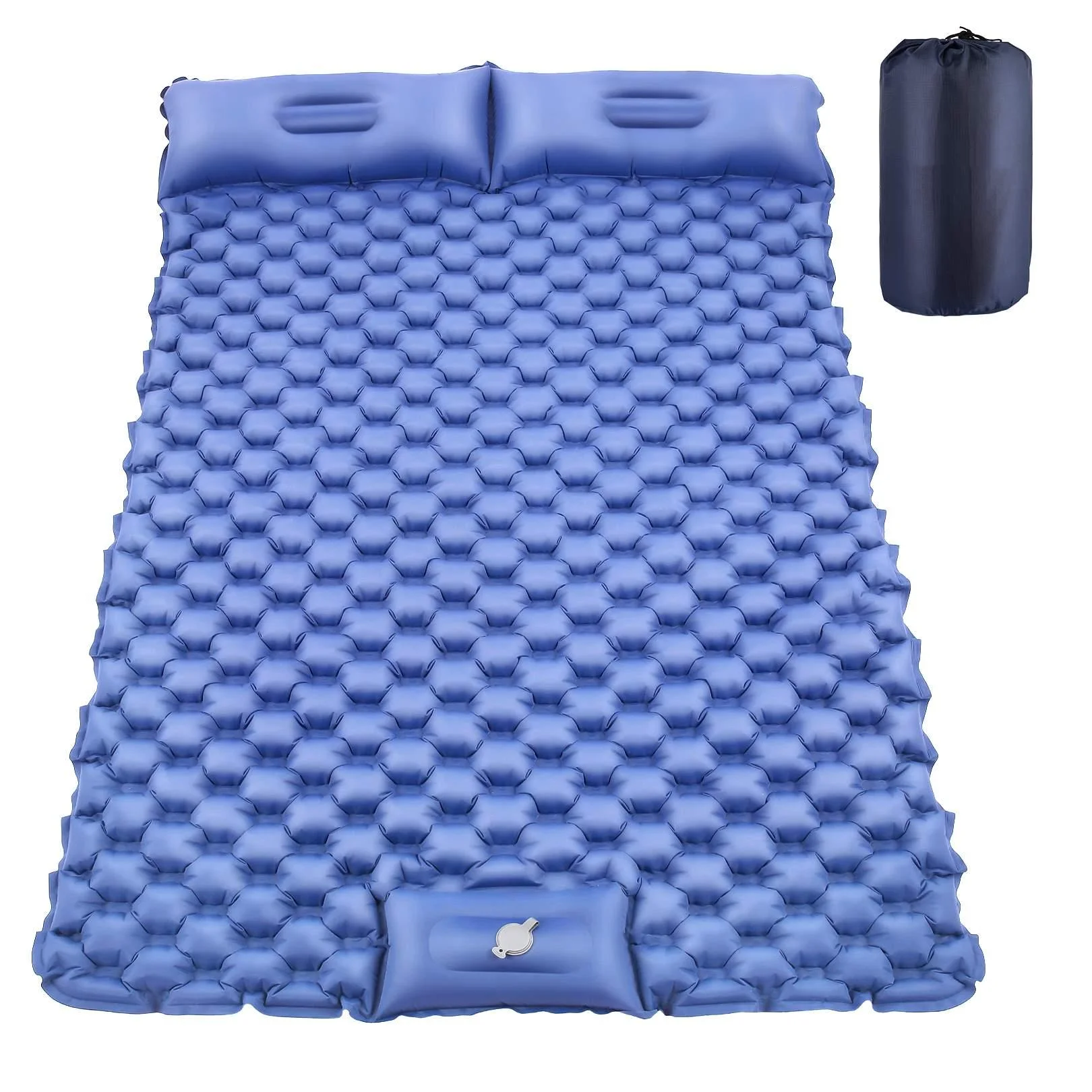 

Сверхлегкий двойной коврик для сна с воздушной подушкой, надувной коврик для пеших прогулок, путешествий, походов, голубой цвет