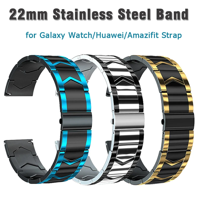 

22mm Stainless Steel Band for Samsung Galaxy Watch 46mm Gear S3/S3 Classic Metal Strap for HUAWEI GT2/3 pro Amazfit GTR 3 pro