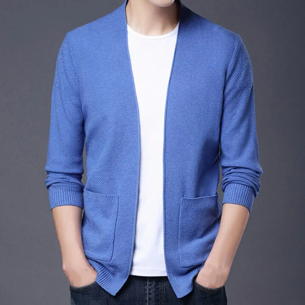 Мужская однотонная куртка с длинным рукавом свободного покроя