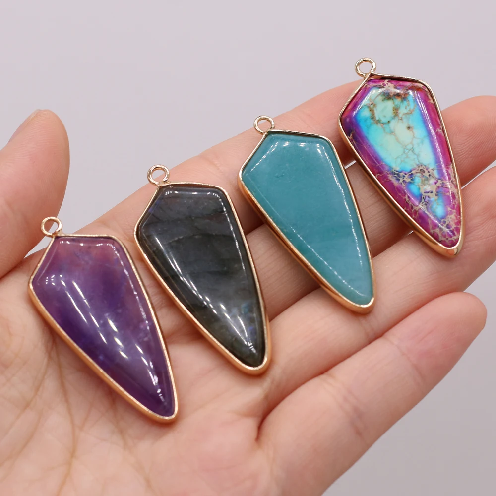 

Natural Stone Emperor Stone Amethyst Pendant For Jewelry Making DIY Necklace Earring Accessories Charms Gift 20x45mm