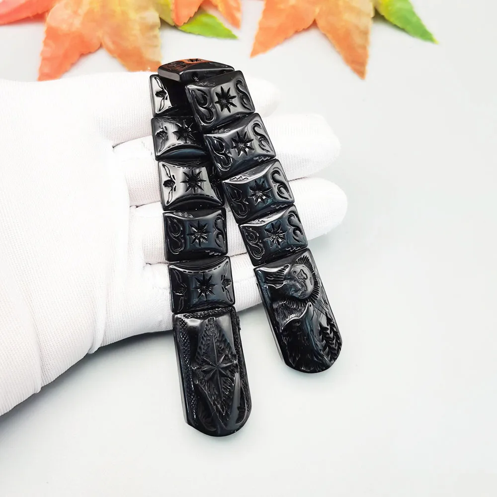 NJ107 Черные четки впитывающие восьмиконечные звезды голова волка выглядящие на