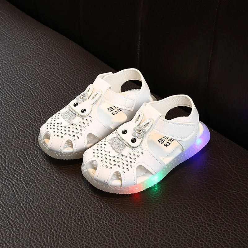 

Pink Rabbit Sandals for Girls Children Glowing Sandals Soft Bottom Running Sandals Baby Toddler Shoes Led Slippers