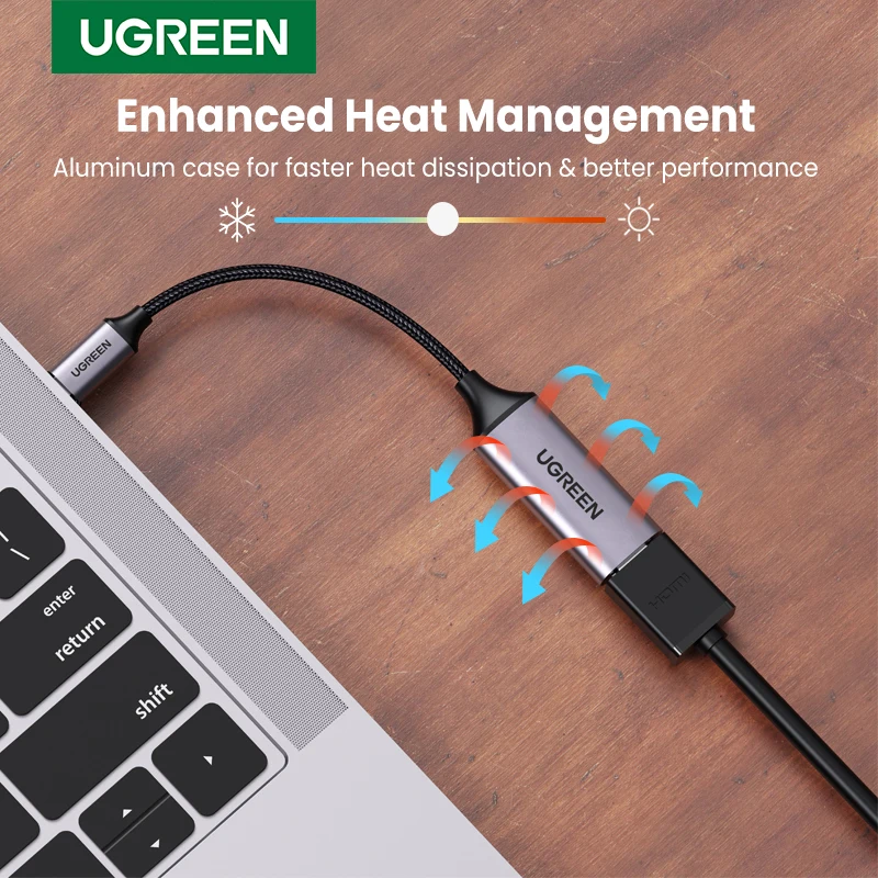 Адаптер UGREEN USB C-HDMI 4K/60 Гц для ТВ-приставки кабель HDMI MacBook Pro Macbook Air Pixelbook XPS Samsung Galaxy