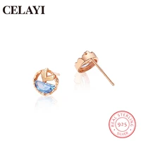 celayi earrings for women s925 sterling silver fishtail stud earrings simple ocean small fresh geometric hollow earrings jewelry
