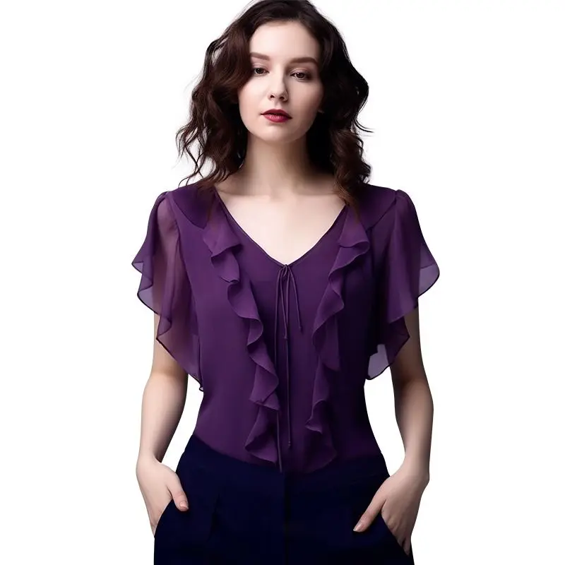 Элегантная женская одежда с V-образным вырезом и оборками на шнуровке Новинка