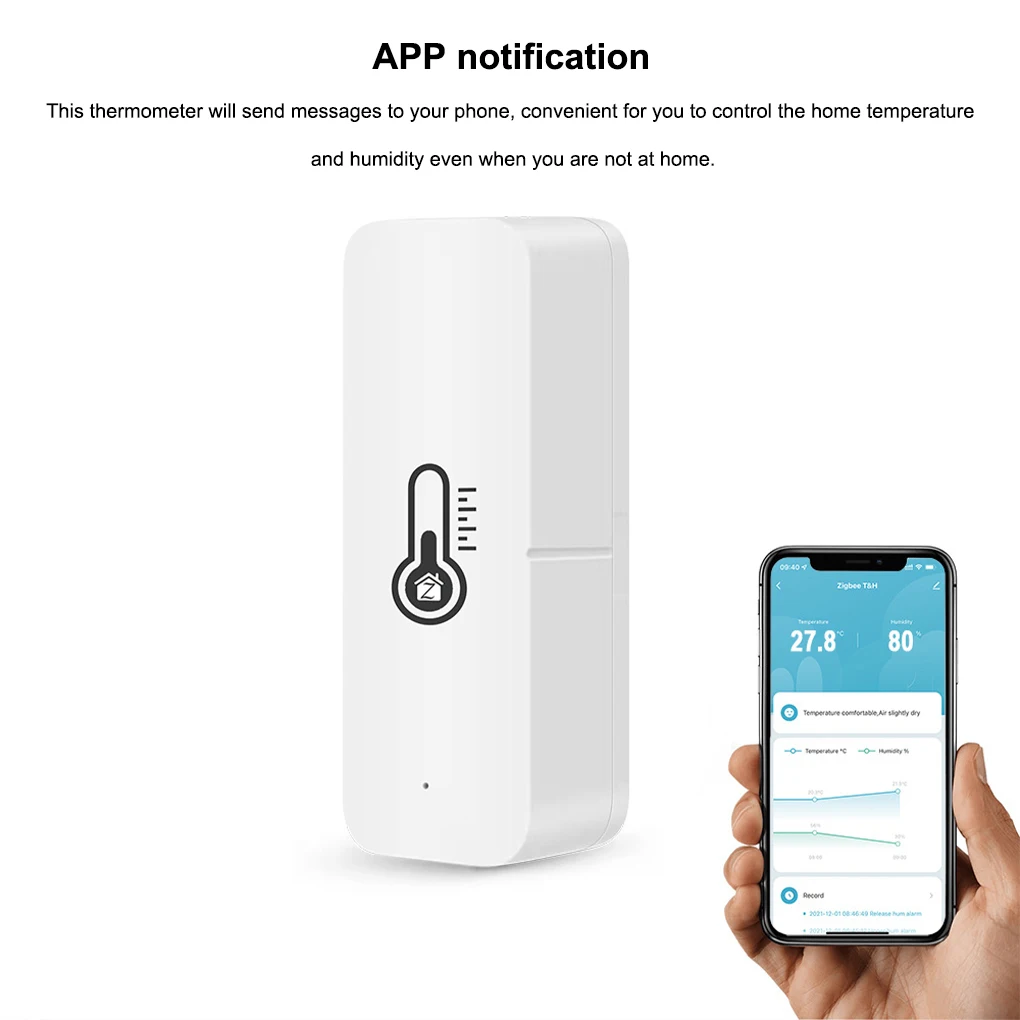 

Thermometer Detector Tuya Zigbee Wireless Indoor Room Hygrometer APP Notification Temperature Humidity Sensor for Office